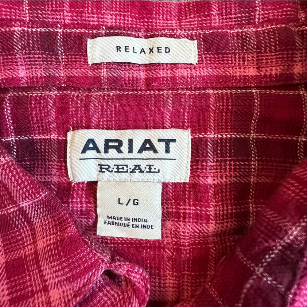 Ariat Shirt Women’s Large Red Plaid Relaxed Fit‎ Western Button Down Long Sleeve - Picture 8 of 11
